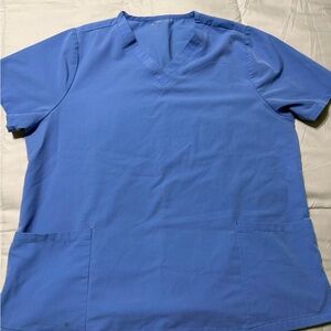 Blue V-Neck Scrub Top